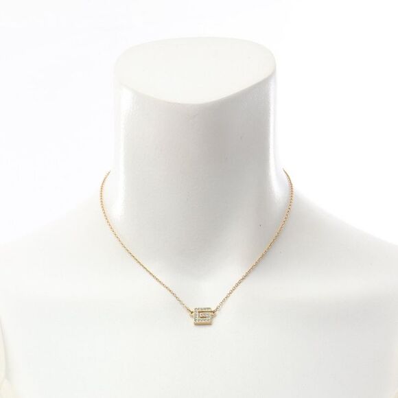 Givenchy Square G Logo Necklace Gold Rhinestone - Picture 2 of 5